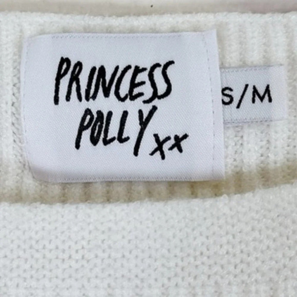 Princess Polly Laneway Pullover Sweater White Bell Sleeves - Picture 10 of 14